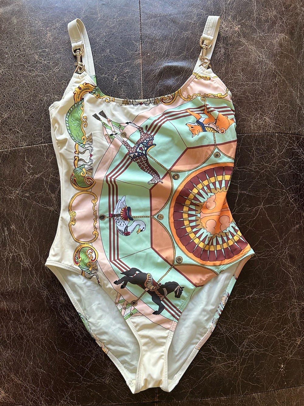 Tory Burch Carousel Gold Clip Tank One-Piece Swimsuit